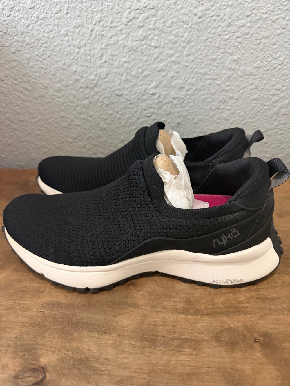 Ryka Women's Black Slip-On Knit Sneakers with White Midsole size 9.5 - Picture 3 of 5